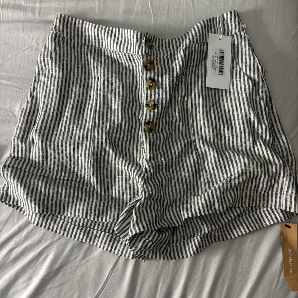 Reformation Black and White Striped Shorts